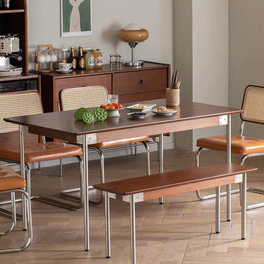 北欧实木餐桌家用不锈钢原木长方形饭桌小户型餐厅复古餐桌椅组合,机械设备,其他机械设备,淘宝优惠券,粉丝福利购,淘宝优惠卷