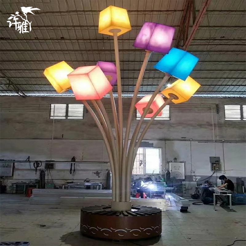 户外七彩变色盒子景观灯商业广场公园灯光节休息区座椅亮化装饰灯