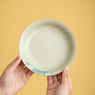 冰台手绘浮雕海浪壶承干泡盘陶瓷茶台紫砂壶盖碗养壶垫茶承托盘