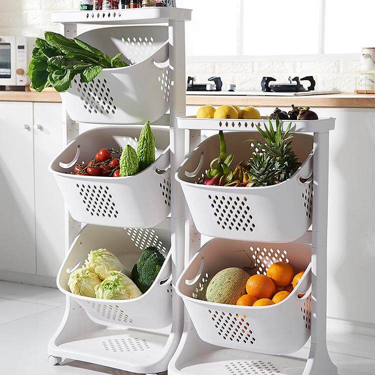 厨房置物架蔬菜收纳架落地多层玩具水果收纳筐家用塑料放菜架子无