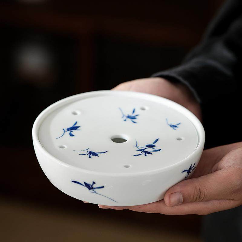 纯手绘蝴蝶兰干泡盘陶瓷家用壶承小清新储水托盘茶海茶台泡茶茶盘,纺织面料/辅料/配套,纺织机械配件,淘宝优惠券,粉丝福利购,淘宝优惠卷