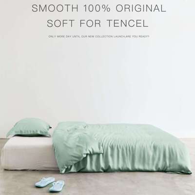 夏季60支玛卡龙兰精天丝被套单件凉爽丝滑裸睡纯色单双人冰丝被