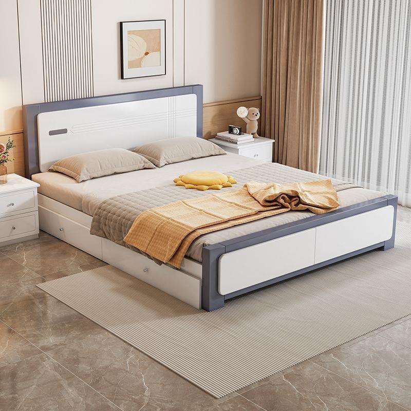 实木床现代简约家用1.8米主卧双人床1.5m单人床1米经济型储物大床