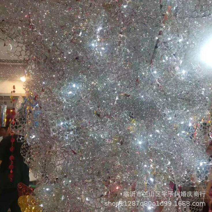 新款亮片网婚庆道具婚礼迎宾区布置舞台背景布置墙面装饰雪花飘带