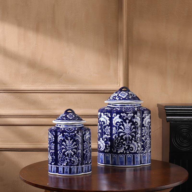 青花瓷缠枝陶瓷盖罐陶瓷花瓶可水培别墅样板间民宿家居桌面插花器,纺织面料/辅料/配套,纺织机械配件,淘宝优惠券,粉丝福利购,淘宝优惠卷
