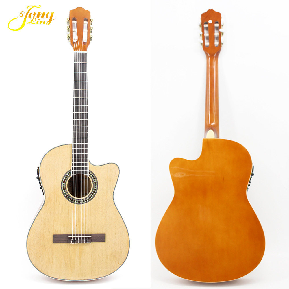 39寸古典 电吉他 实木吉他带拾音器  演奏初学者 薄款桶身吉他
