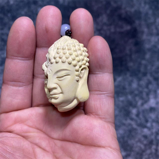 黄杨木一念之间木雕手把件崖柏雕刻佛魔头挂件男把玩件工艺品