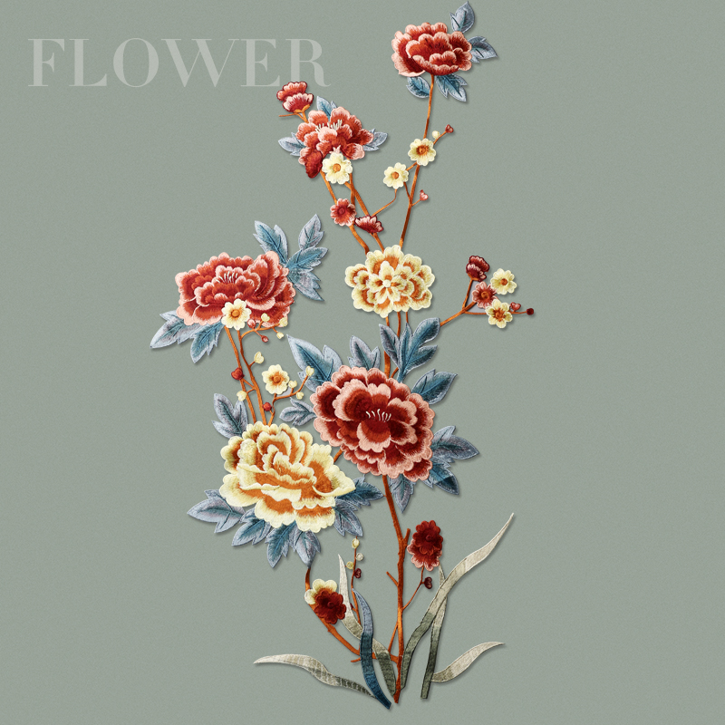 超大片芍药牡丹花绣片补丁布贴连衣裙服装定制辅料花边花朵手缝款