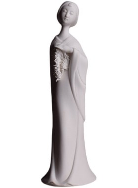 德化白瓷工艺品中式禅意古典美仕女陶瓷人物摆件家居客柜装饰礼物