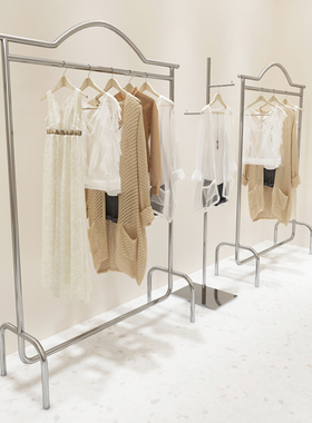 服装店陈列道具不锈钢落地架女装店银色挂衣架童装专用货架展示架