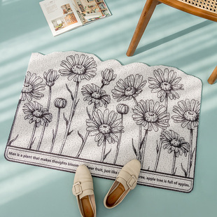 黑白简约丝圈地垫插画风入户门垫进门脚垫防滑地垫卧室厨房防尘垫