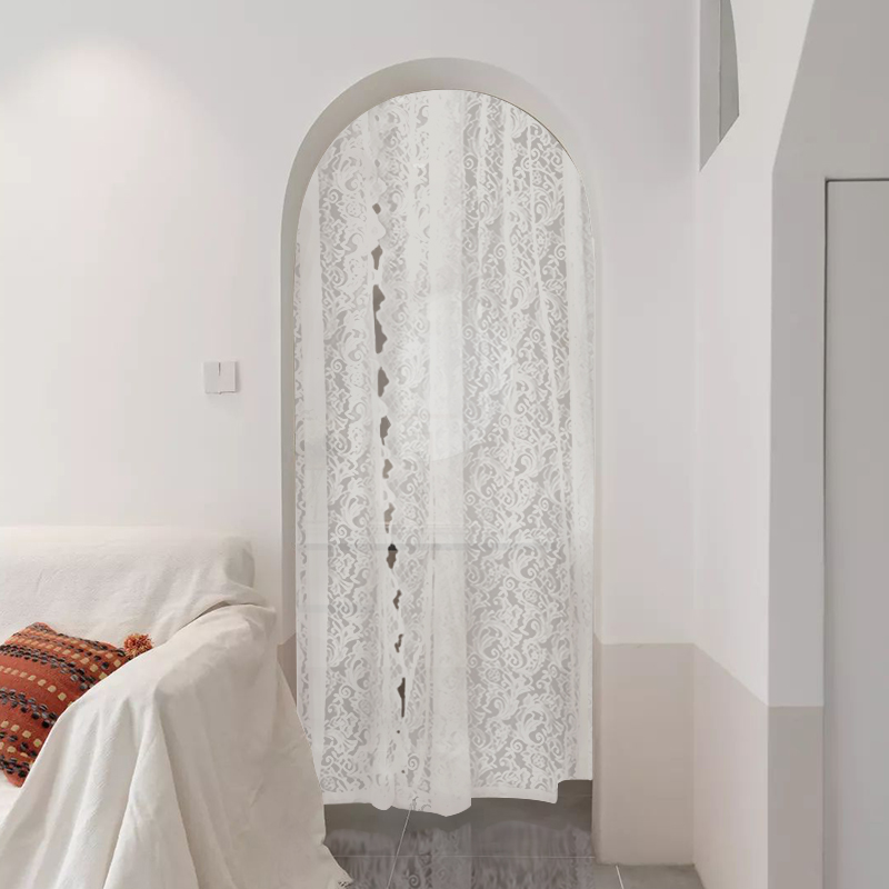 法式白色蕾丝窗帘窗纱帘田园高级半帘短帘门帘隔断免打孔安装送杆