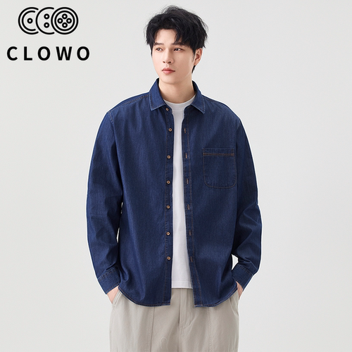 CLOWO美式棉质宽松牛仔衬衫外套