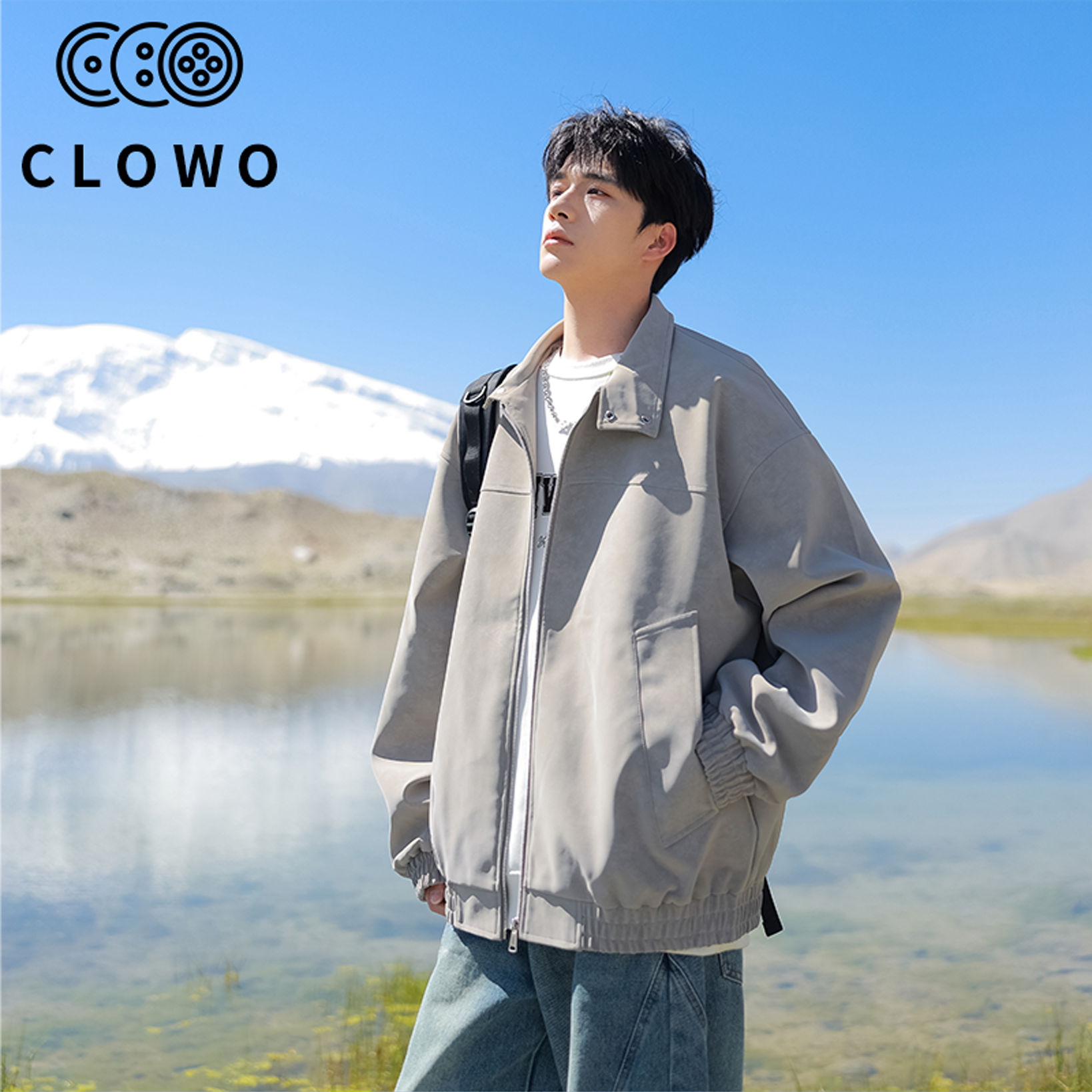 CLOWO·CH112美式风皮衣复古cleanfit大理石纹外套男高级感皮夹克