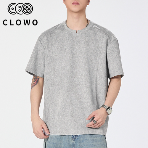 CLOWO重磅落肩拼接T恤