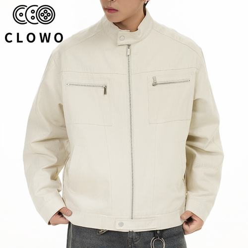 CLOWO哈灵顿水洗立领工装夹克