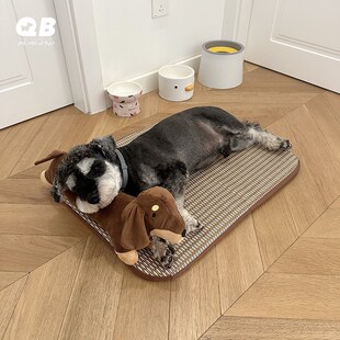 宠物狗狗猫夏季清凉草席藤席降温凉席垫子避暑窝垫透气带枕边狗窝