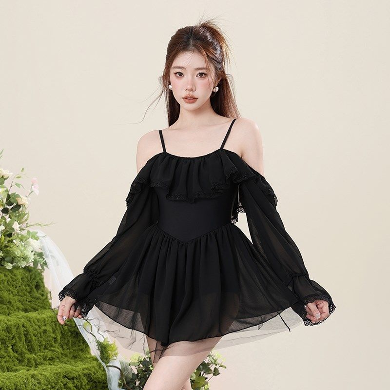 连体泳衣女夏2024新款微胖x女孩遮肉高级感长袖保守裙式平角游泳,运动/瑜伽/健身/球迷用品,连体泳衣,淘宝优惠券,粉丝福利购,淘宝优惠卷