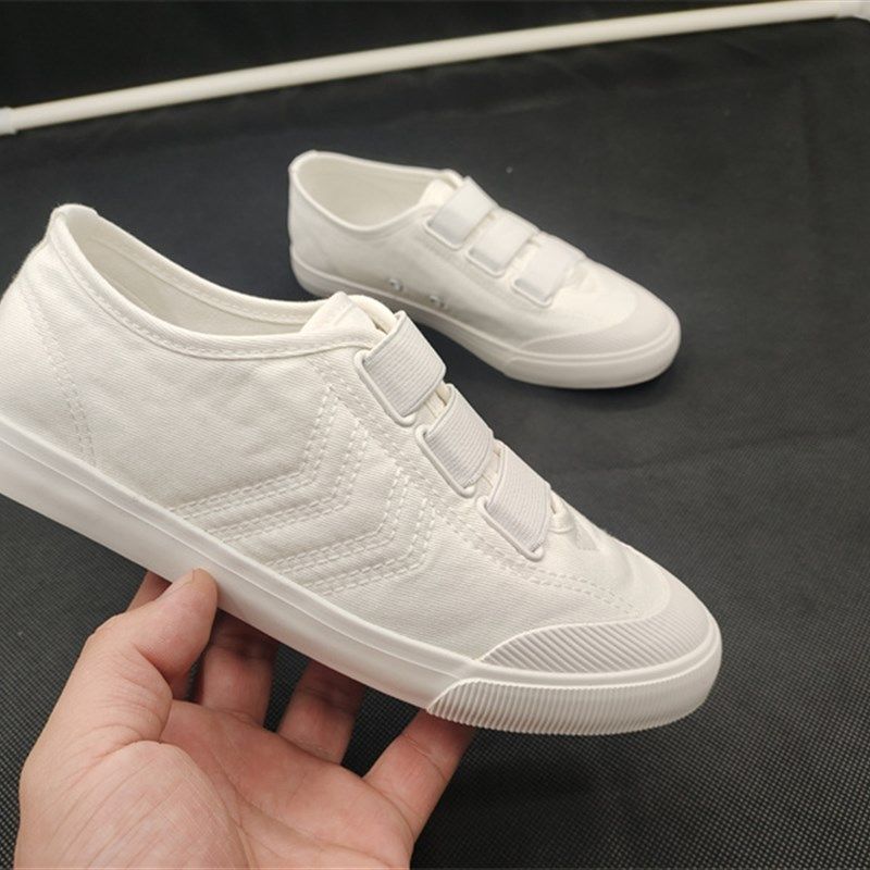 韩版白色休闲帆布鞋一脚蹬板鞋夏季新款松紧带Q布鞋百搭小白鞋女,女鞋,帆布鞋,淘宝优惠券,粉丝福利购,淘宝优惠卷