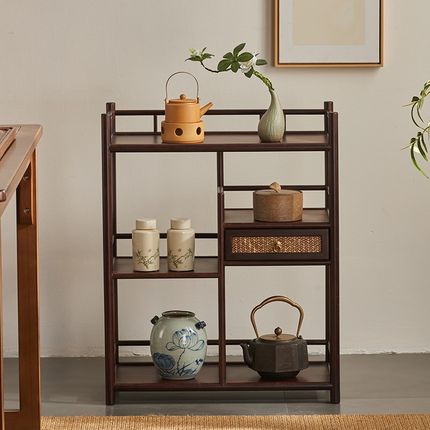 茶叶柜置物架新中式博古架茶x室茶桌边柜小茶架子茶水柜茶具收纳