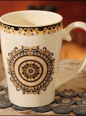 欧式陶瓷学生f牙刷杯白色骨瓷刷牙杯带把浴室情侣洗漱套装个人套