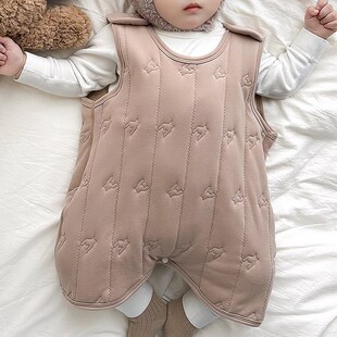 宝宝睡袋冬婴儿童背心式防踢被护肚神器夹棉厚男女童无袖连体睡衣
