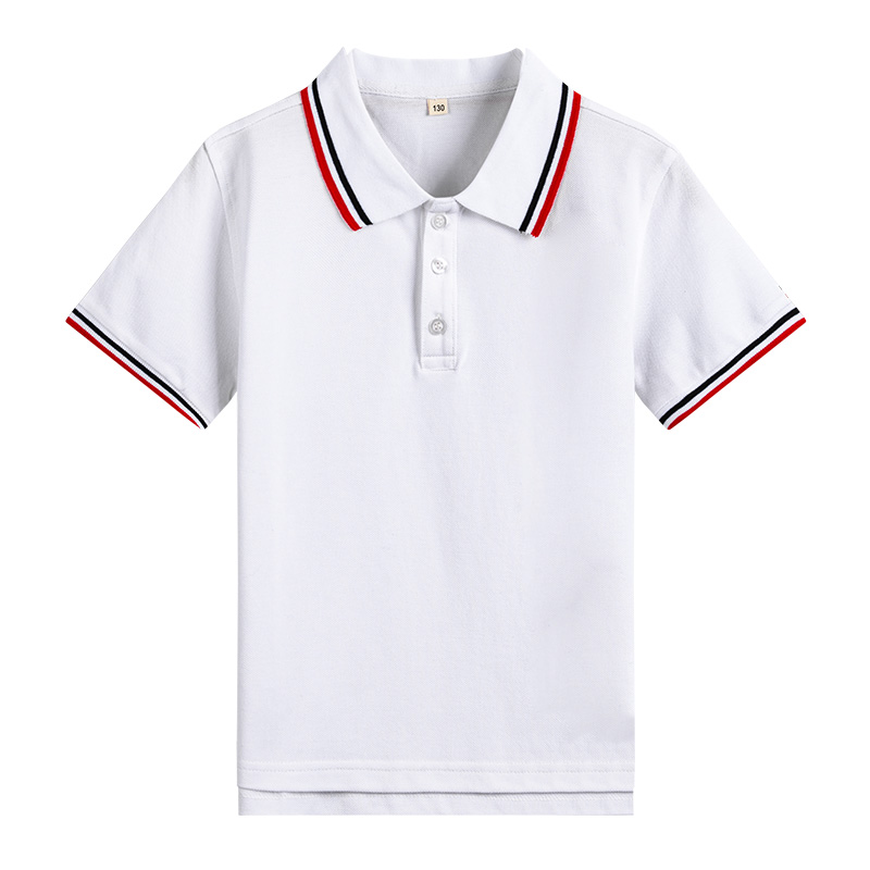 布莱尼迪夏季英伦T恤校服 男女童学生纯白翻领短袖polo套头衫纯棉