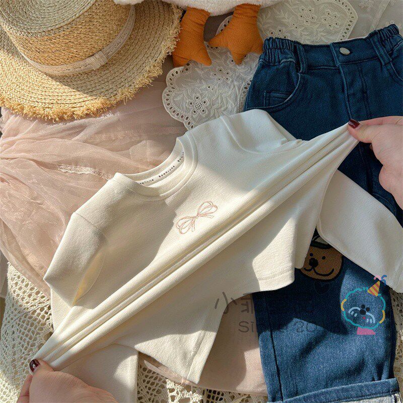 【韩国设计款】女童春秋上衣 亲肤柔软纯棉磨毛百搭圆领T恤长袖衫