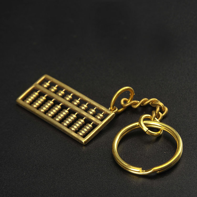 纯黄铜创意礼品珠算盘手工钥匙扣挂件情侣礼品复古汽车饰品实心潮