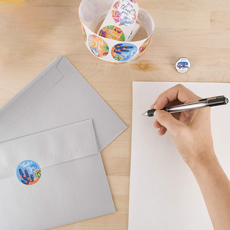 500张/卷圆形花卉谢谢贴纸礼物装饰封口贴个性化手帐标签文具用品