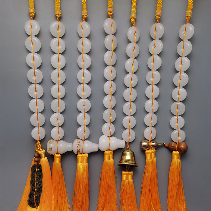 天然八白玉挂件除污秽厕所对门冲门八白玉串平安扣卧室挂饰