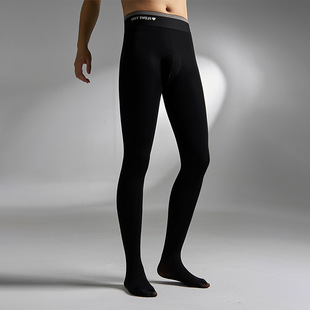 300克男加绒丝袜秋冬加厚裤袜竖开口水光踩脚裤打底保暖九分裤