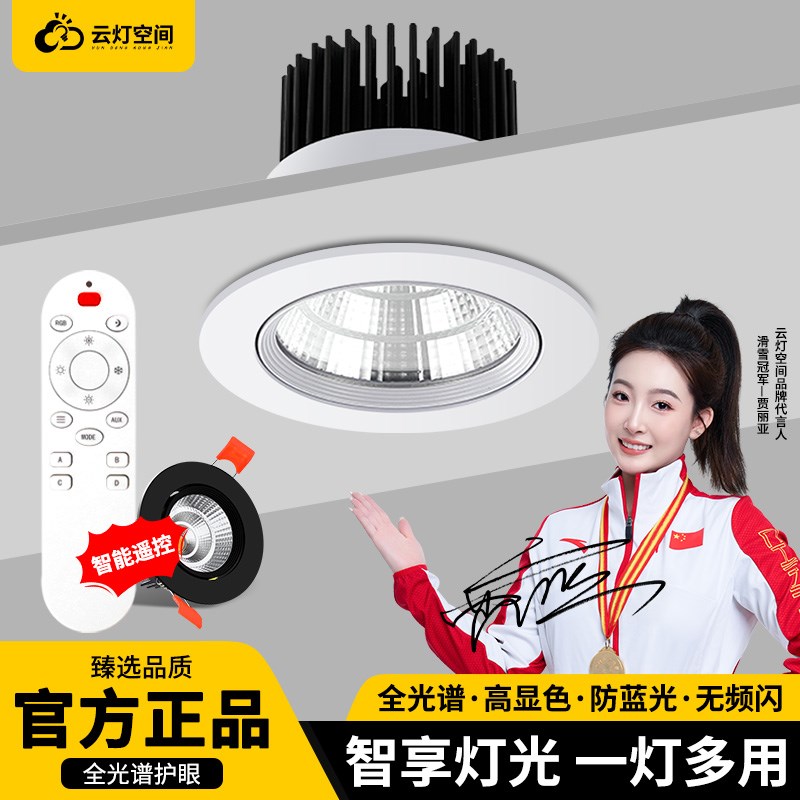 无极调光遥控led射灯天花灯嵌入式小山丘可调角度亮度调光cob筒灯