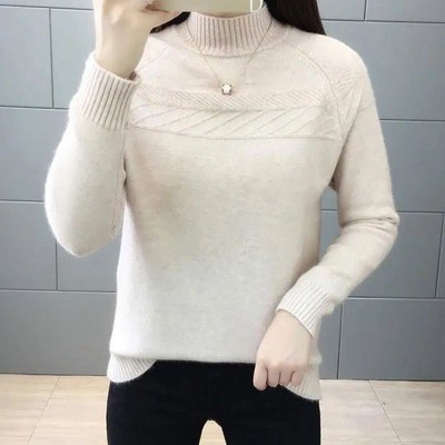 一体绒保暖内衣女加厚加绒上衣冬季可外穿百搭毛衣内搭打底针织衫