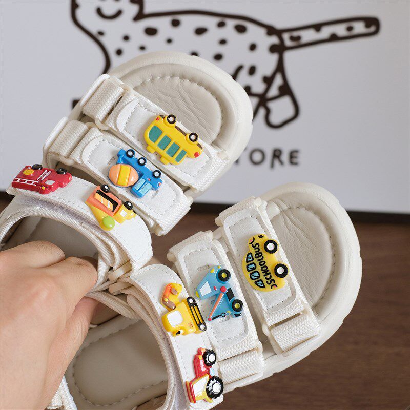 男童白小汽车凉鞋魔术贴软底防滑运动沙I滩鞋夏季透气宝宝百搭凉,童鞋/婴儿鞋/亲子鞋,凉鞋,淘宝优惠券,粉丝福利购,淘宝优惠卷