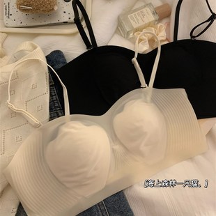 无痕内衣女大胸j显小胸聚拢夏季薄款防下垂细肩带透气兔耳朵文胸