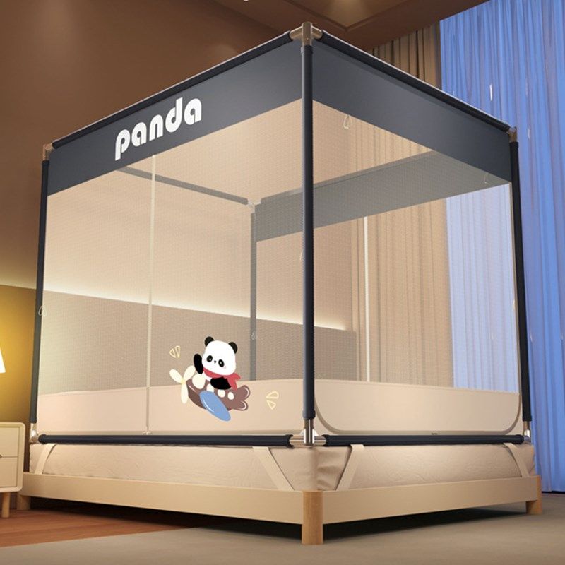 蚊帐家用卧室三开门防摔纹账支架杆加粗加厚家用儿童婴儿防止掉床