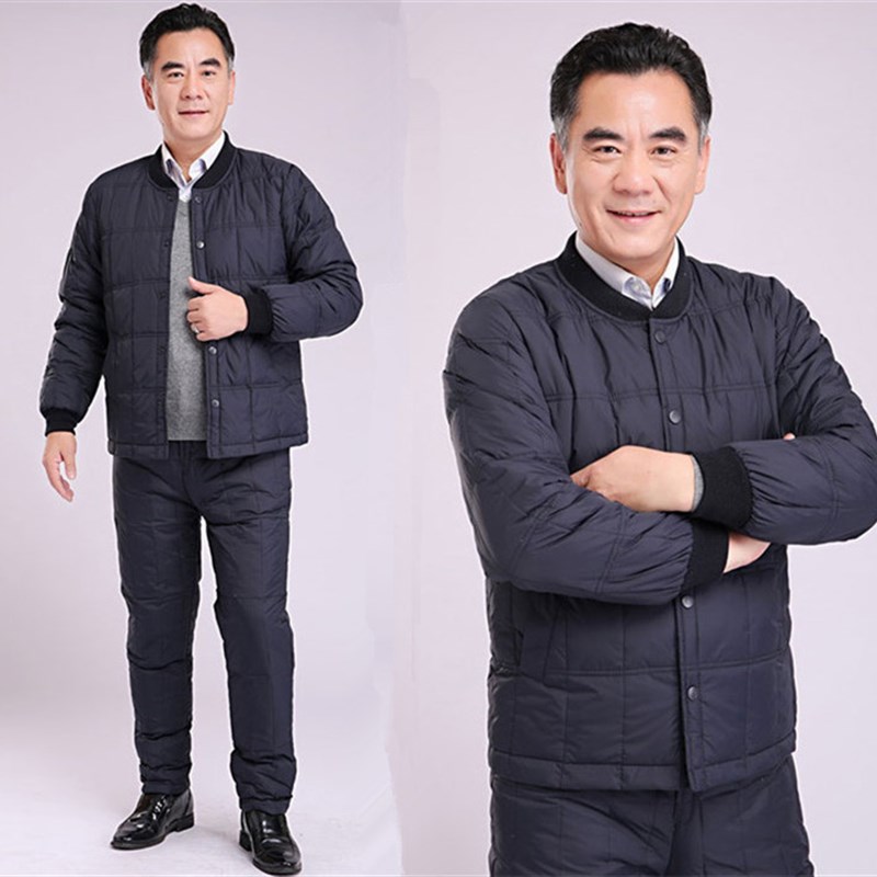 中老年男款女款保暖羽绒服t内胆套装加厚爸爸妈妈轻薄老年人羽绒
