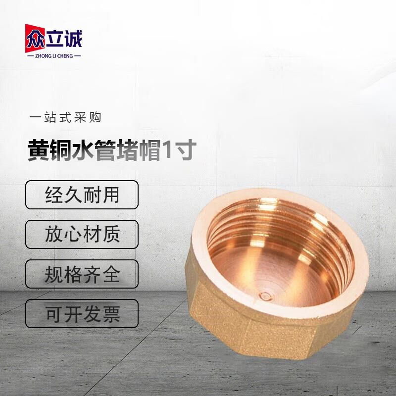 众立诚 黄铜水管堵头堵帽 管堵 闷头丝铜堵头 1Q寸堵帽(1个)内丝