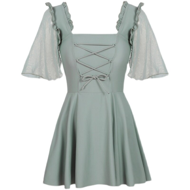 树熊少女 新款显瘦大童方领w连体裙式温泉学生保守度假游泳衣平角,运动/瑜伽/健身/球迷用品,连体泳衣,淘宝优惠券,粉丝福利购,淘宝优惠卷