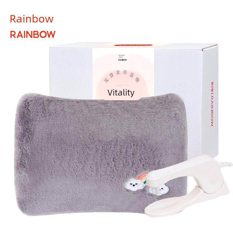 彩虹牌电热水袋充电可水洗暖手宝安全电暖水袋防爆卡通绒毛暖宝宝