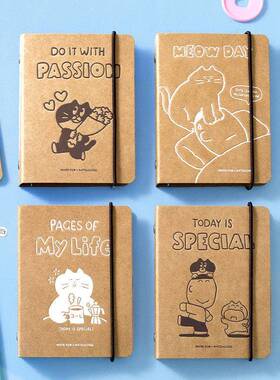 NOTE FOR×MATSUGODA韩国插画师猫咪M5牛皮纸活页手帐本口袋记事