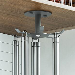 304不锈钢厨房旋转挂钩 整体橱柜吊柜下厨具收纳层架多功能铲子勺