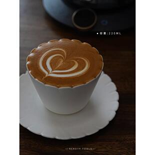 日式简约陶瓷手握杯猪口杯拿铁拉花专用杯哑光220毫升高档精致感