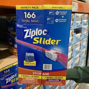 上海costco Ziploc拉链式自封保鲜密封夹链袋食品蔬菜袋166个包邮