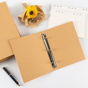 b5活页本外壳三孔4孔牛皮纸相册A5A4加厚简约活页夹3环画册收纳册