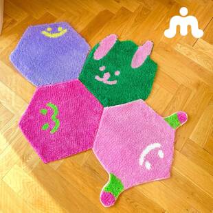 蜂巢幻想】灵感六边形地毯任意拼 卧室客厅《双虫人格》原创