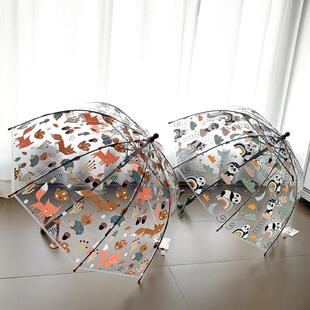 儿童伞2岁轻量婴幼儿高看透明涂鸦插画可爱流行的拱形伞
