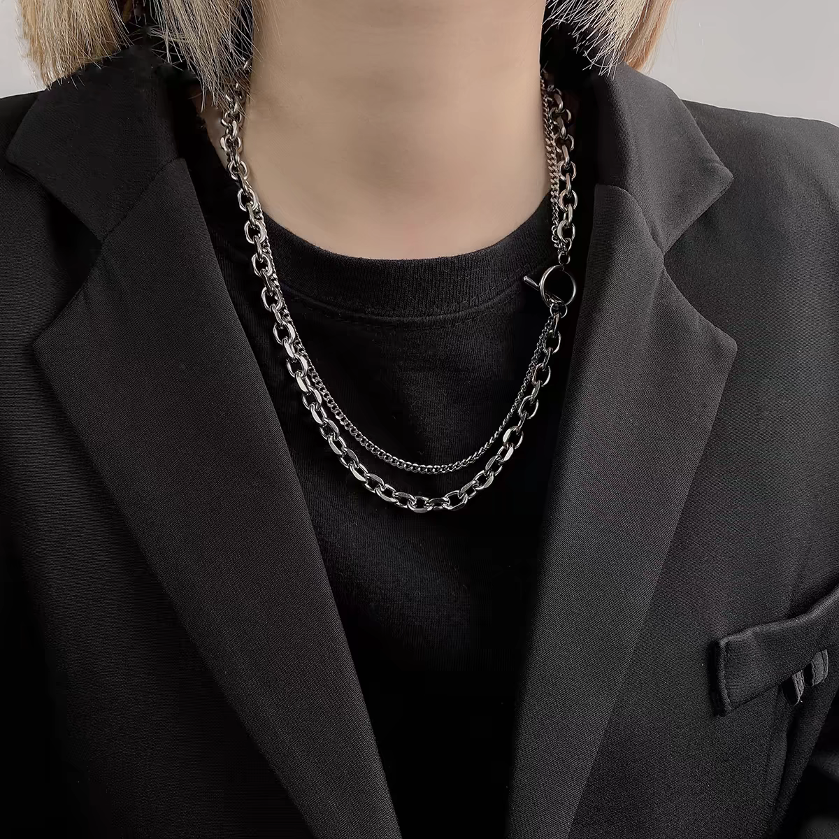 欧美ins个性OT扣项链男女简约