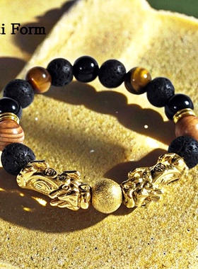 Anti Form天然曜石双貔貅手串男士潮酷高级感招财手链毕业礼物